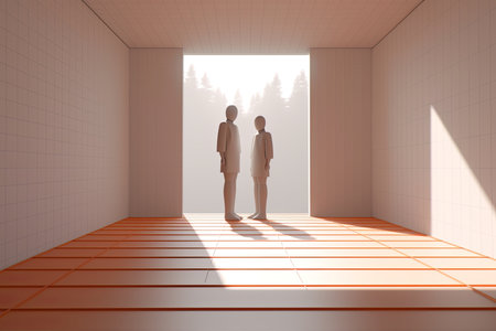Abstract Minimalist Art Design of Model in a Modern Architecture 3D Renderの素材