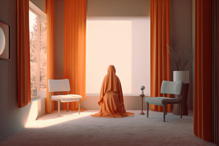 Abstract Minimalist Art Design of Model in a Modern Architecture 3D Renderの素材