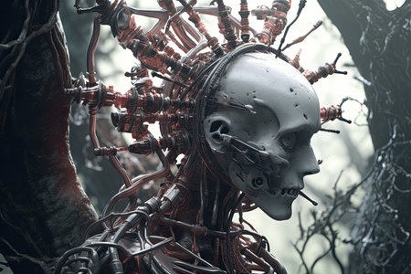 Cryptic Bizarre Dark Monster Skeleton Background with Otherworldly Design 3D Renderの素材