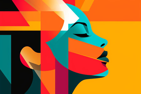 Synthetic Themed Dreamy Female Profile Graphic Designの素材