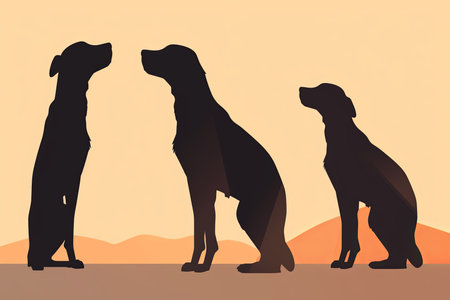 Dog Silhouette Graphic Illustration Backgroundの素材