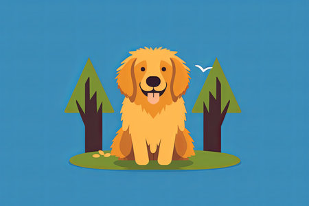 Golden Retriever Dog Vibrant Sleek Graphic Backgroundの素材