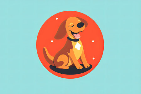 Graphic Illustration of a Dog Isolated on a Monochrome Backgroundの素材