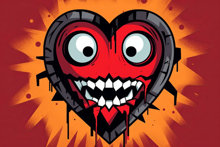 Creepy Dark and Strange Themed Heart Design Minimalist Graphicの素材
