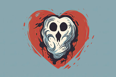 Creepy Dark and Strange Themed Heart Design Minimalist Graphicの素材