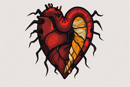 Creepy Dark and Strange Themed Heart Design Minimalist Graphicの素材