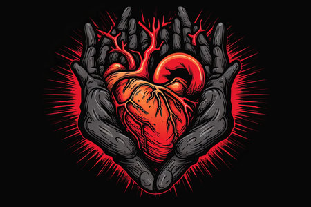 Creepy Dark and Strange Themed Heart Design Minimalist Graphicの素材