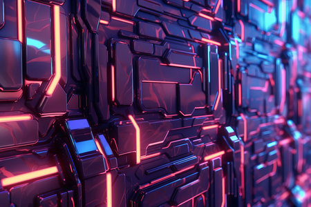3D Render of a Glowing Cyber Texture Abstract Backgroundの素材