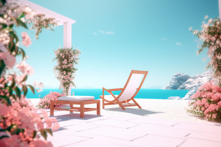 3D Render of a Summer Themed Background Landscapeの素材