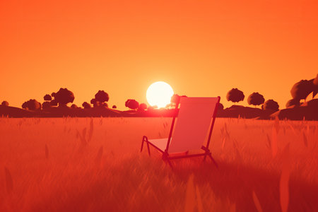 3D Render of a Summer Themed Background Landscapeの素材