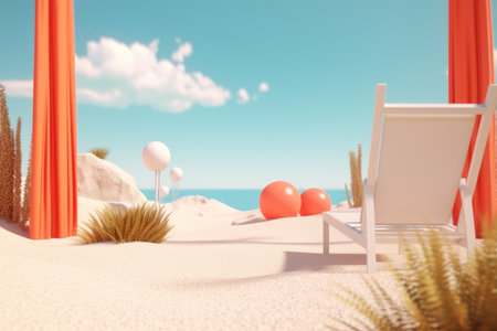 3D Render of a Summer Themed Background Landscapeの素材