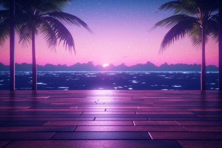 3D Render of a Glimmering Midnight Summer Backgroundの素材