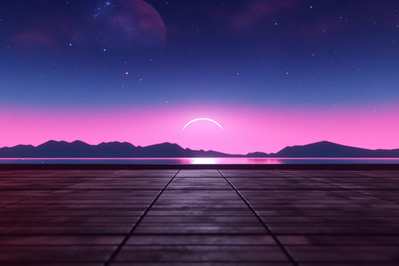 3D Render of a Glimmering Midnight Summer Backgroundの素材