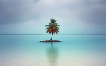 Palm Tree Against an Oceanscape Backgroundの素材