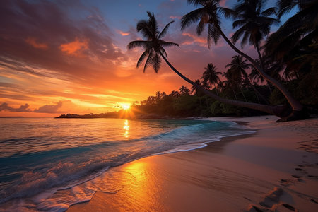 Scenic Tropical Beach Sunset Landscapeの素材