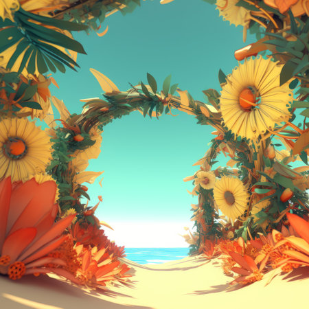 Summer Themed Lush Fractal Design Backgroundの素材