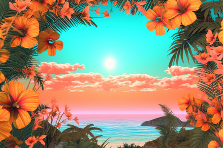 Summer Themed Lush Fractal Design Backgroundの素材