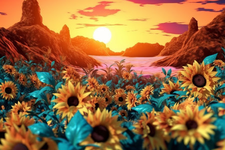 Summer Themed Lush Fractal Design Backgroundの素材