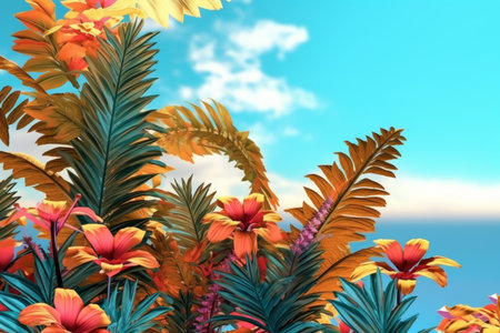 Summer Themed Lush Fractal Design Backgroundの素材