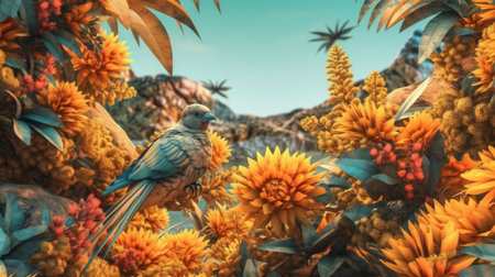 Summer Themed Lush Fractal Design Backgroundの素材