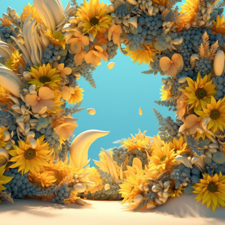 Summer Themed Lush Fractal Design Backgroundの素材