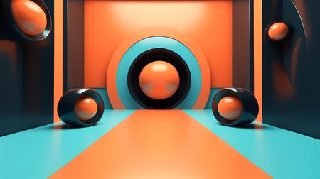 Retro Futuristic 3D Abstract Backgroundの素材