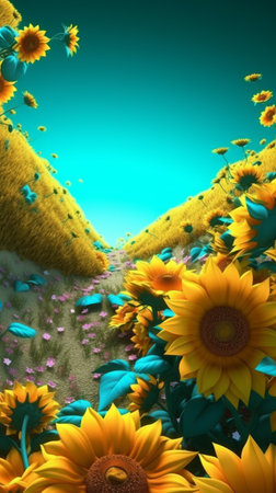 Summer Themed Lush Fractal Design Backgroundの素材