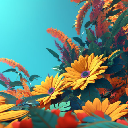 Summer Themed Lush Fractal Design Backgroundの素材