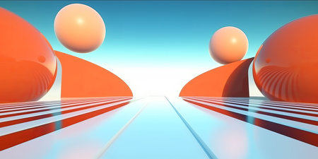 Retro Futuristic 3D Abstract Backgroundの素材