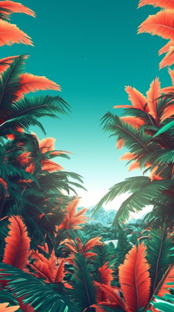 Summer Themed Lush Fractal Design Backgroundの素材