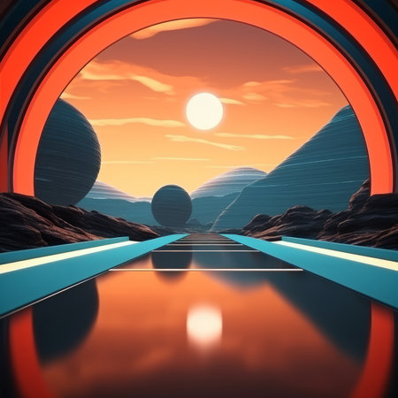 Retro Futuristic 3D Abstract Backgroundの素材