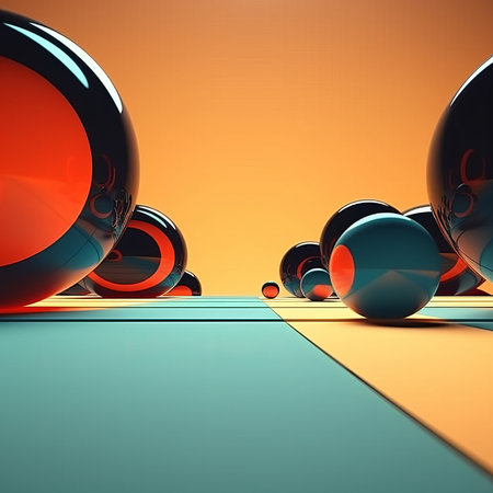Retro Futuristic 3D Abstract Backgroundの素材