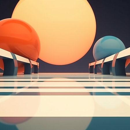 Retro Futuristic 3D Abstract Backgroundの素材
