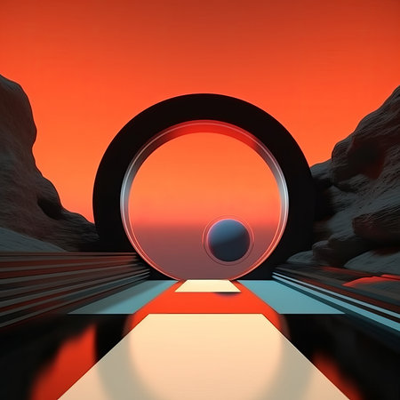 Retro Futuristic 3D Abstract Backgroundの素材