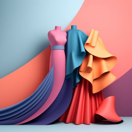 Fashion and Fabric Theme 3D Abstract Backgroundの素材