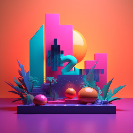 Glowing Tropical Themed 3D Abstract Backgroundの素材