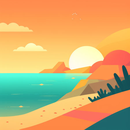 Minimalist Abstract Summer Theme Landscape Backgroundの素材