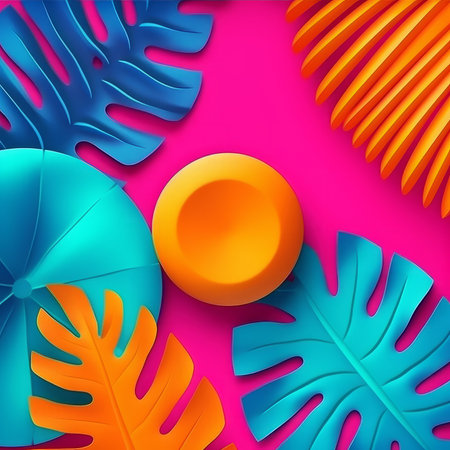 Vibrant Summer Themed 3D Abstract Backgroundの素材