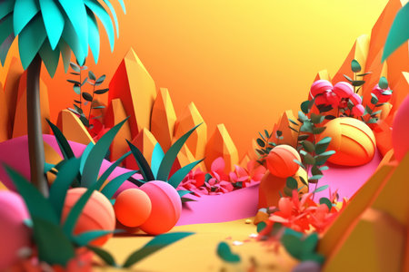 Vibrant Summer Themed 3D Abstract Backgroundの素材