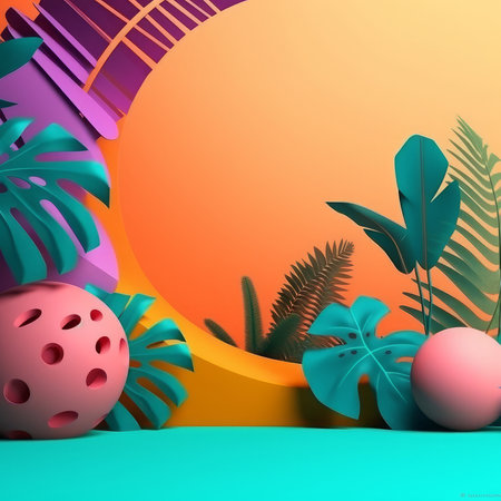 Vibrant Summer Themed 3D Abstract Backgroundの素材