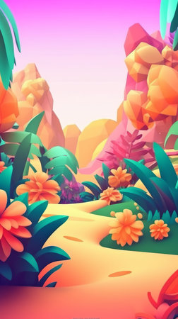 Vibrant Summer Themed 3D Abstract Backgroundの素材