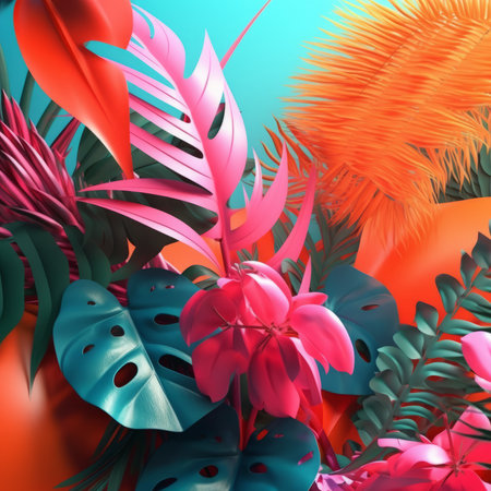 Vibrant Summer Themed 3D Abstract Backgroundの素材