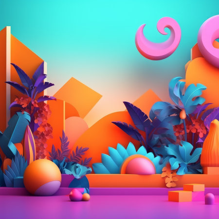 Vibrant Summer Themed 3D Abstract Backgroundの素材