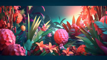 Vibrant Summer Themed 3D Abstract Backgroundの素材