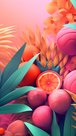 Vibrant Summer Themed 3D Abstract Backgroundの素材