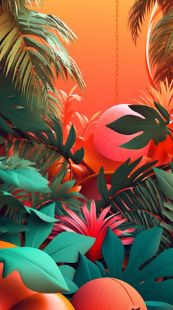 Vibrant Summer Themed 3D Abstract Backgroundの素材