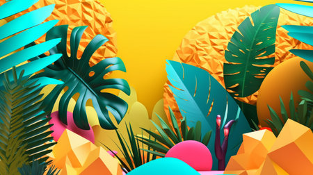 Vibrant Summer Themed 3D Abstract Backgroundの素材
