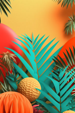 Vibrant Summer Themed 3D Abstract Backgroundの素材