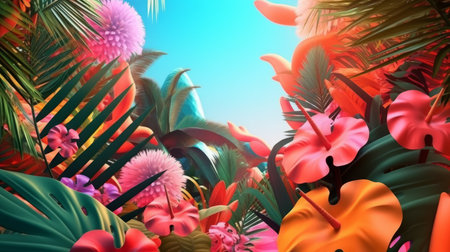 Vibrant Summer Themed 3D Abstract Backgroundの素材