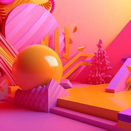 Pink and Yellow 3D Abstract Shapes Backgroundの素材